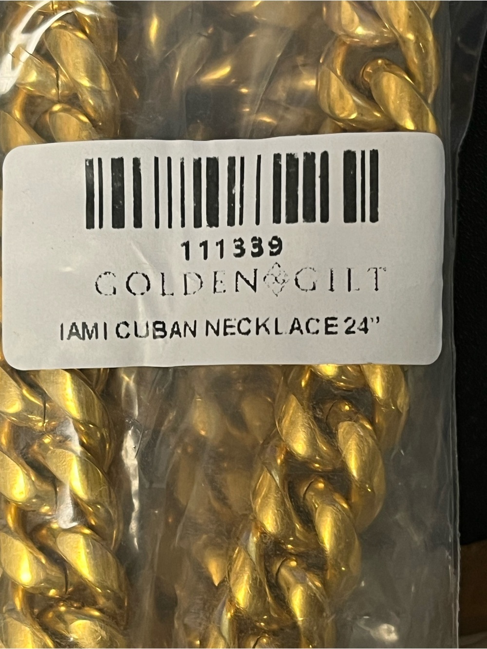 Golden Gilt 12mm Miami Cuban Link Necklace – 24” – 18K Gold Plated 316L Stainles - Picture 7 of 7